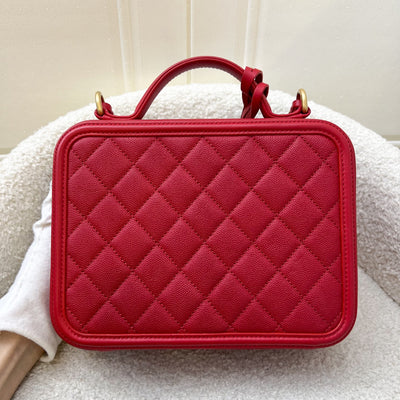 Chanel Medium Filigree Vanity in Red Caviar and AGHW (Model: A93343)