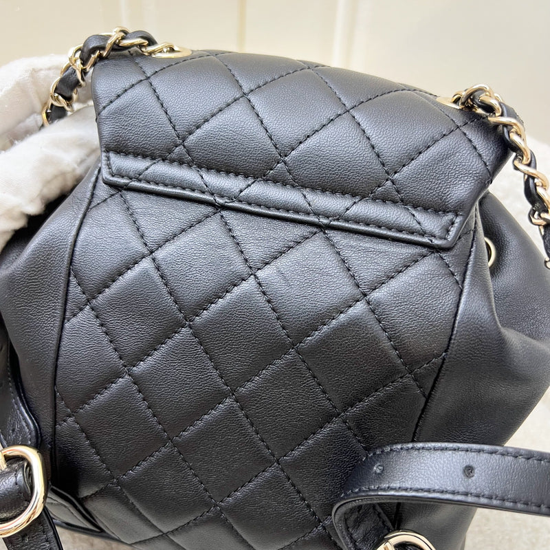 Chanel Duma Mini Backpack in Black Lambskin and LGHW (Model: AS2908)