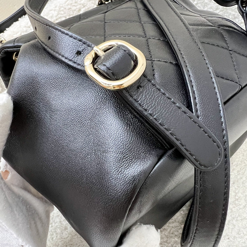 Chanel Duma Mini Backpack in Black Lambskin and LGHW (Model: AS2908)