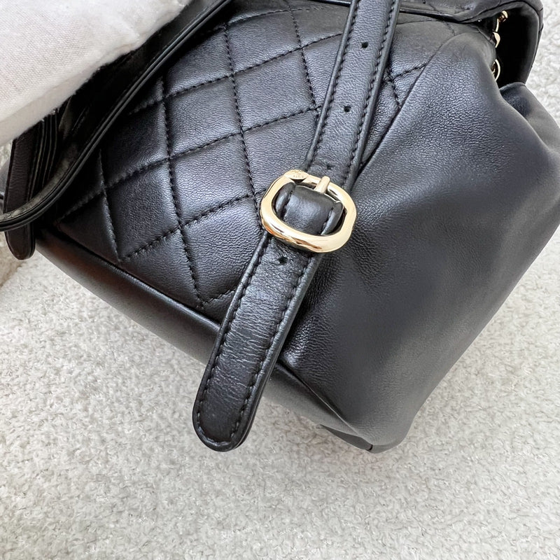 Chanel Duma Mini Backpack in Black Lambskin and LGHW (Model: AS2908)