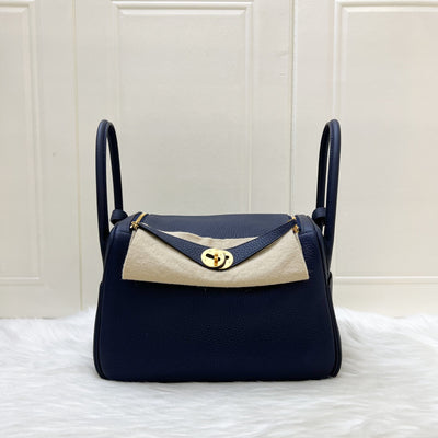 Hermes Lindy 26 in Bleu Nuit Clemence Leather and GHW