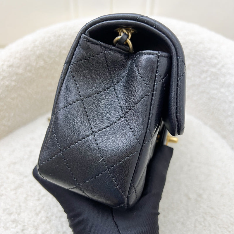 [Brand new - May 2025] Chanel Pearl Crush Mini Rectangular Flap in 25S Black Stiff Lambskin and AGHW (Model: AS1787)