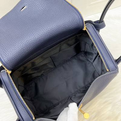 Hermes Lindy 26 in Bleu Nuit Clemence Leather and GHW