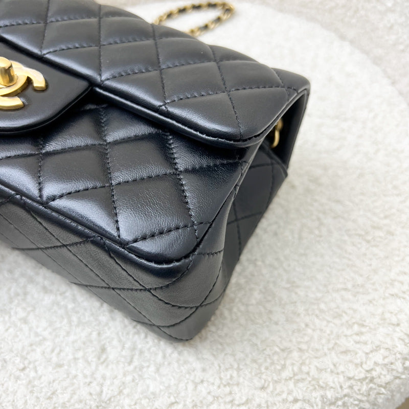 [Brand new - May 2025] Chanel Pearl Crush Mini Rectangular Flap in 25S Black Stiff Lambskin and AGHW (Model: AS1787)