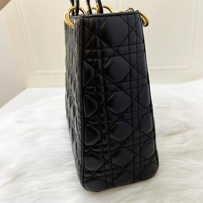Dior Large Lady Dior in Black Lambskin and GHW