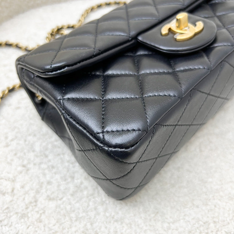 [Brand new - May 2025] Chanel Pearl Crush Mini Rectangular Flap in 25S Black Stiff Lambskin and AGHW (Model: AS1787)