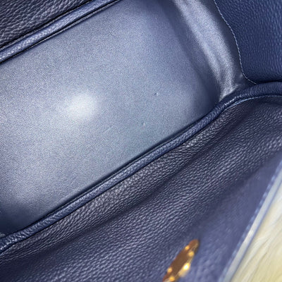 Hermes Lindy 26 in Bleu Nuit Clemence Leather and GHW