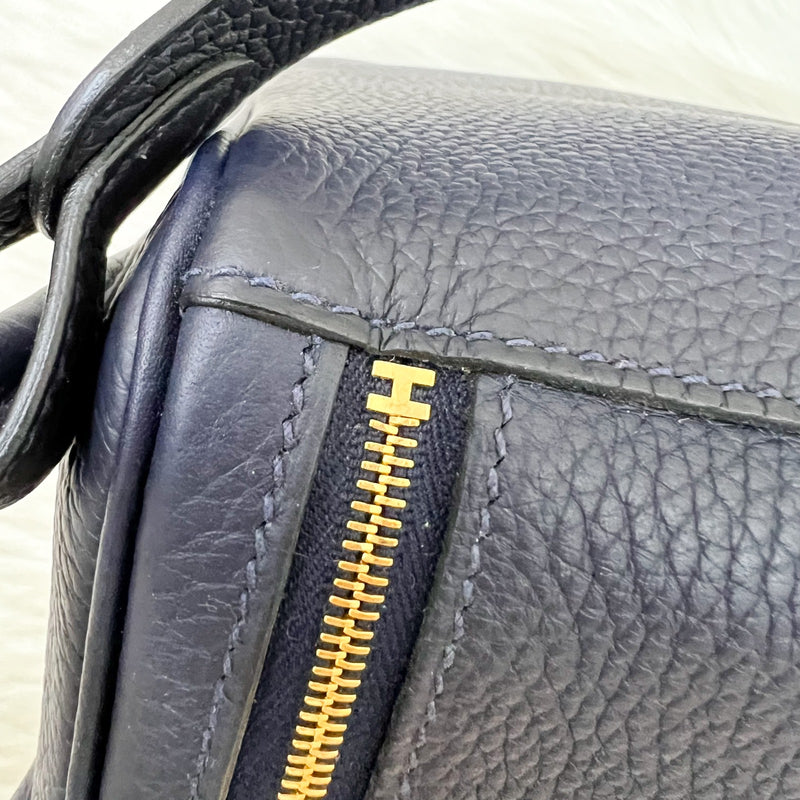 Hermes Lindy 26 in Bleu Nuit Clemence Leather and GHW