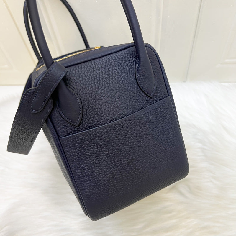 Hermes Lindy 26 in Bleu Nuit Clemence Leather and GHW