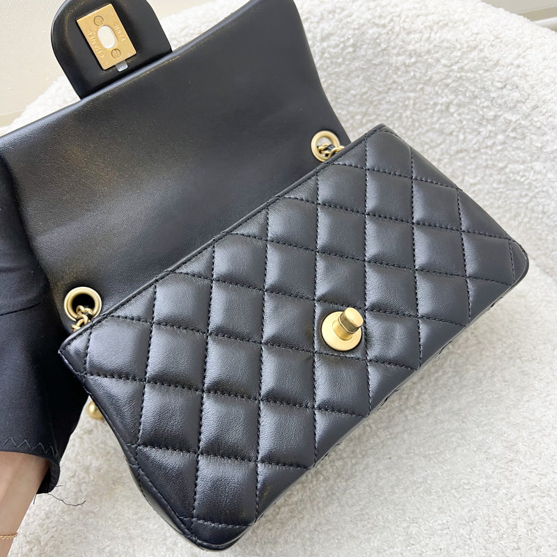 [Brand new - May 2025] Chanel Pearl Crush Mini Rectangular Flap in 25S Black Stiff Lambskin and AGHW (Model: AS1787)
