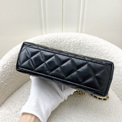 Chanel Mini / Small Kelly Bag in 25C Black Shiny Distressed Calfskin and AGHW