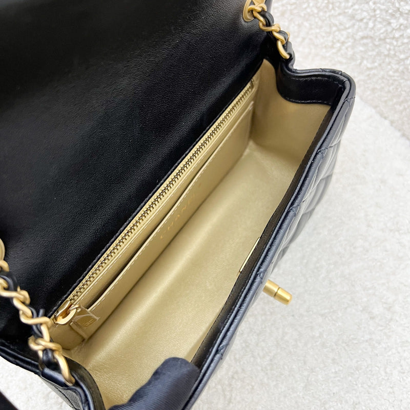 [Brand new - May 2025] Chanel Pearl Crush Mini Rectangular Flap in 25S Black Stiff Lambskin and AGHW (Model: AS1787)