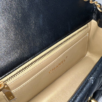 [Brand new - May 2025] Chanel Pearl Crush Mini Rectangular Flap in 25S Black Stiff Lambskin and AGHW (Model: AS1787)