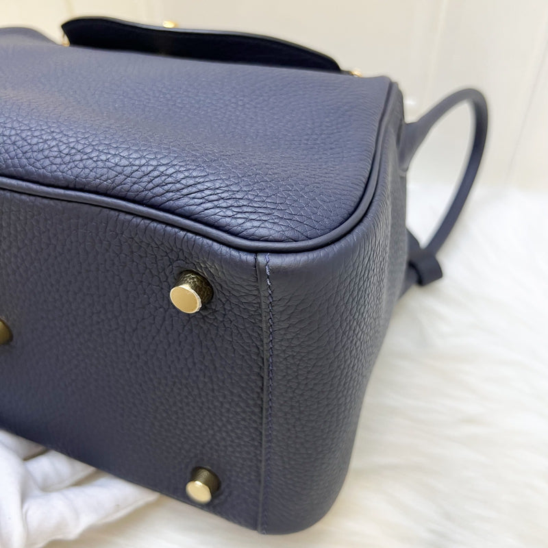 Hermes Lindy 26 in Bleu Nuit Clemence Leather and GHW