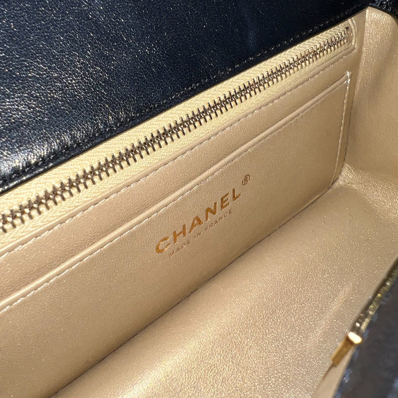 [Brand new - May 2025] Chanel Pearl Crush Mini Rectangular Flap in 25S Black Stiff Lambskin and AGHW (Model: AS1787)