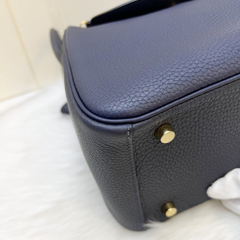 Hermes Lindy 26 in Bleu Nuit Clemence Leather and GHW