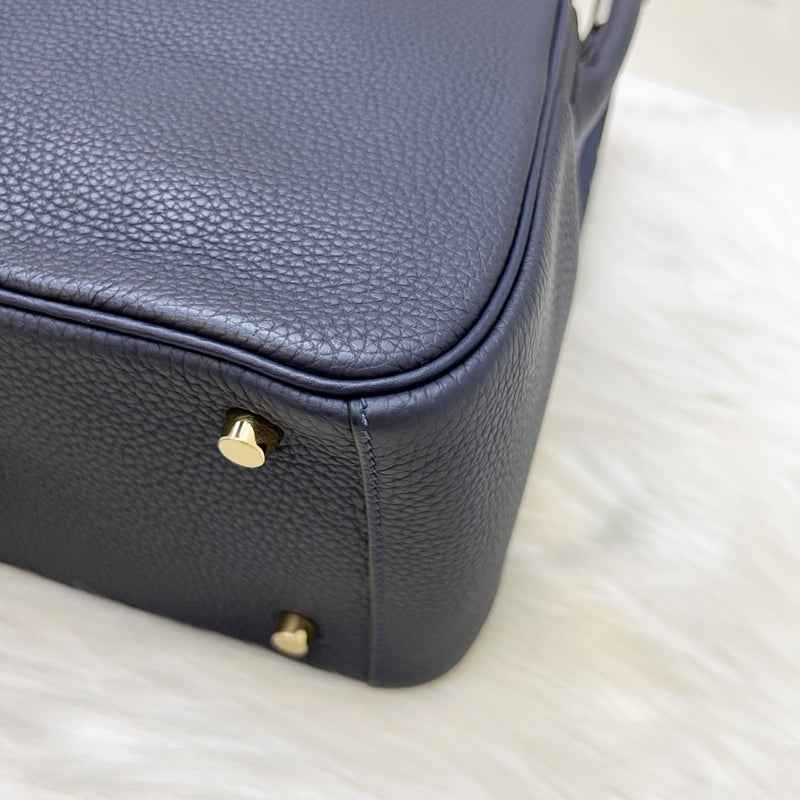 Hermes Lindy 26 in Bleu Nuit Clemence Leather and GHW