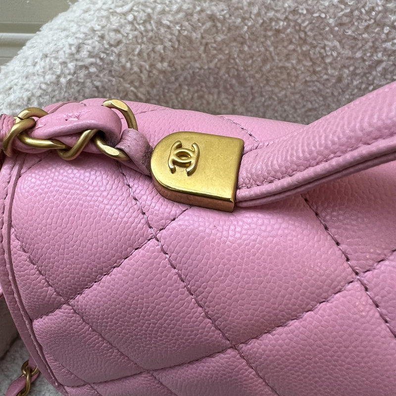 Chanel 22K Seasonal Flap with Top Handle in Pink Caviar and AGHW (Model: AS3653)