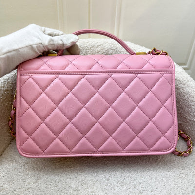 Chanel 22K Seasonal Flap with Top Handle in Pink Caviar and AGHW (Model: AS3653)