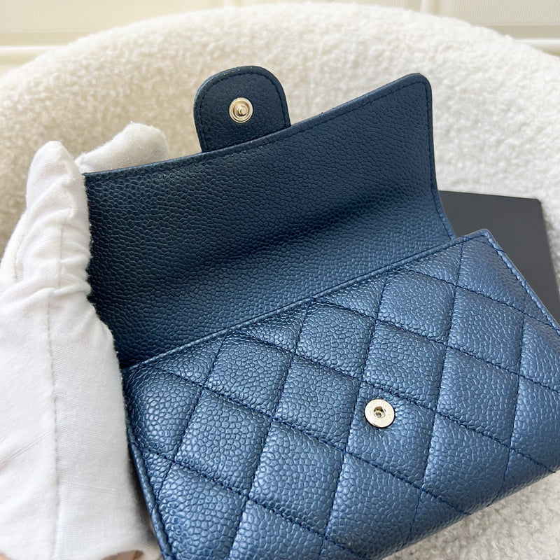 Chanel Classic Trifold Wallet in 18S Iridescent Blue Caviar LGHW