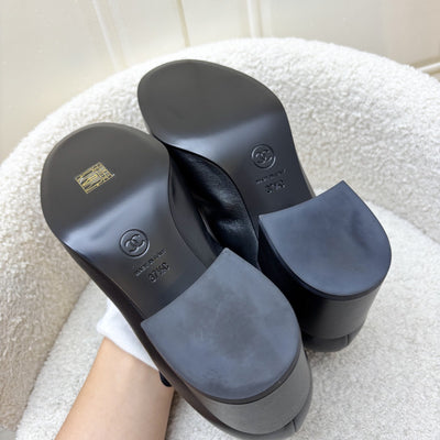 Chanel 24A Mary Janes with Gold Charms and Buckle in Black Lambskin and AGHW Sz 37.5