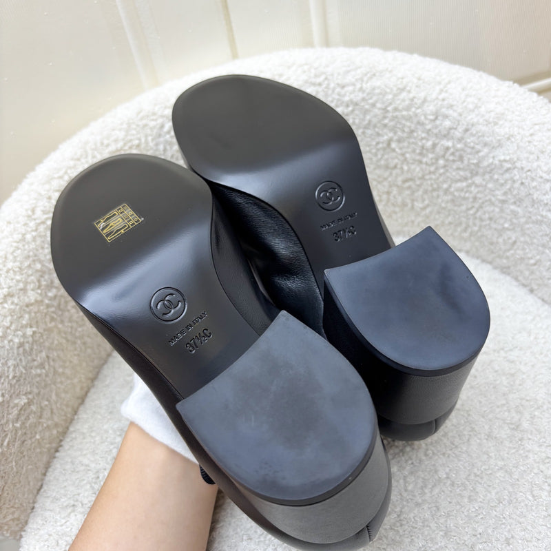 Chanel 24A Mary Janes with Gold Charms and Buckle in Black Lambskin and AGHW Sz 37.5