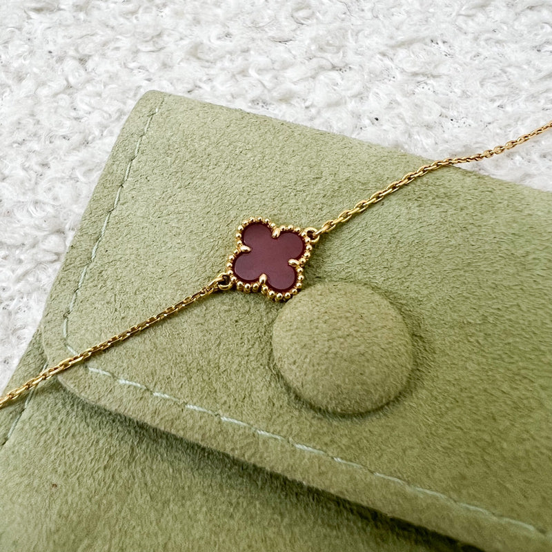 Van Cleef & Arpels VCA Sweet Alhambra 1 Motif Bracelet with Carnelian in 18K Rose Gold (Ref: VCARN59K00)