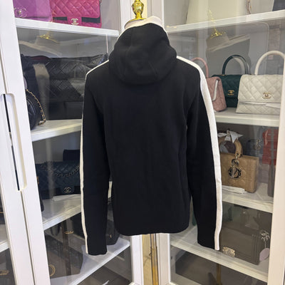 Chanel 25C Zipped Cardigan in Black / White Cashmere Sz 38 (Model: P78345)