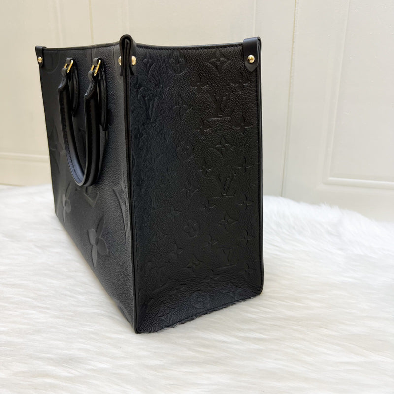 LV Onthego MM in Black Giant Monogram Empreinte Leather and GHW (Model: M45595)