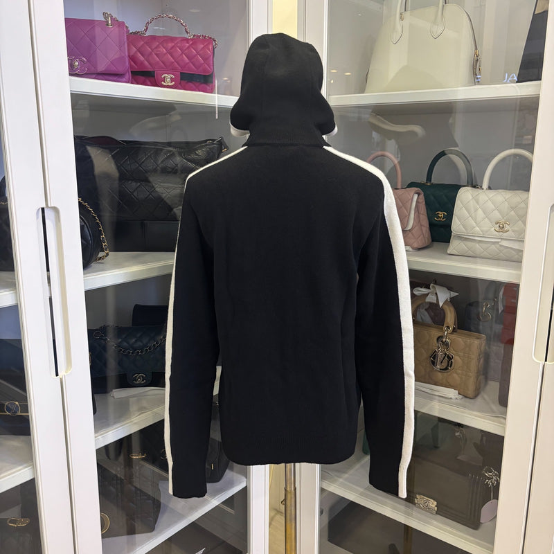 Chanel 25C Zipped Cardigan in Black / White Cashmere Sz 38 (Model: P78345)