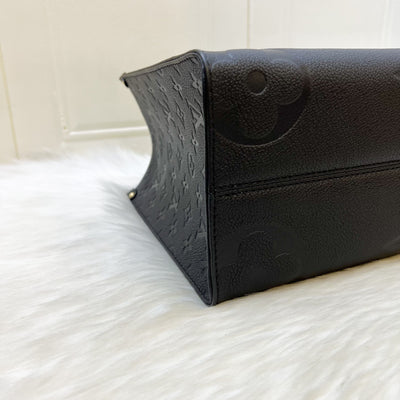 LV Onthego MM in Black Giant Monogram Empreinte Leather and GHW (Model: M45595)