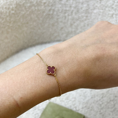 Van Cleef & Arpels VCA Sweet Alhambra 1 Motif Bracelet with Carnelian in 18K Rose Gold (Ref: VCARN59K00)