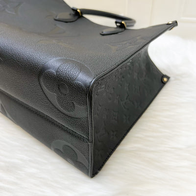 LV Onthego MM in Black Giant Monogram Empreinte Leather and GHW (Model: M45595)