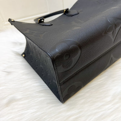 LV Onthego MM in Black Giant Monogram Empreinte Leather and GHW (Model: M45595)