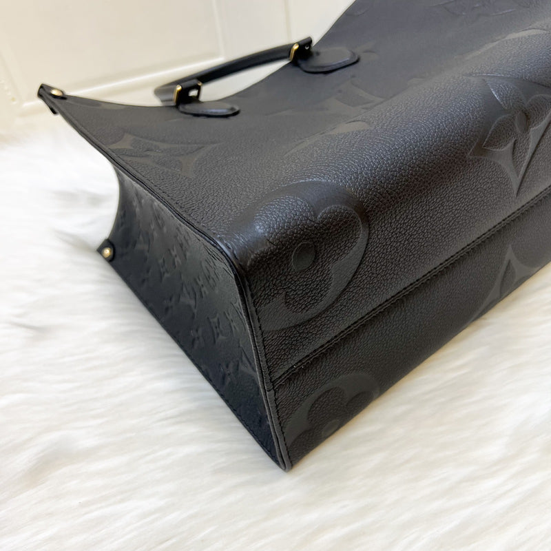 LV Onthego MM in Black Giant Monogram Empreinte Leather and GHW (Model: M45595)