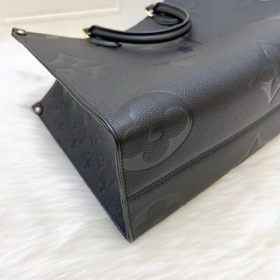 LV Onthego MM in Black Giant Monogram Empreinte Leather and GHW (Model: M45595)