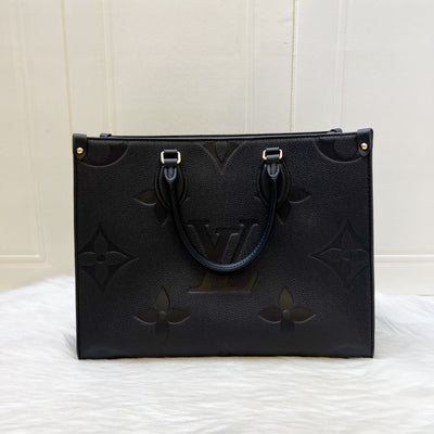 LV Onthego MM in Black Giant Monogram Empreinte Leather and GHW (Model: M45595)