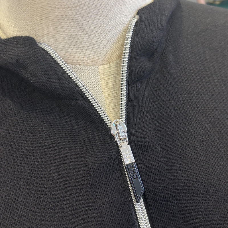 Chanel 25C Zipped Hoodie Dress in Black Cotton and Cashmere Sz 40