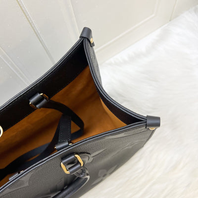 LV Onthego MM in Black Giant Monogram Empreinte Leather and GHW (Model: M45595)