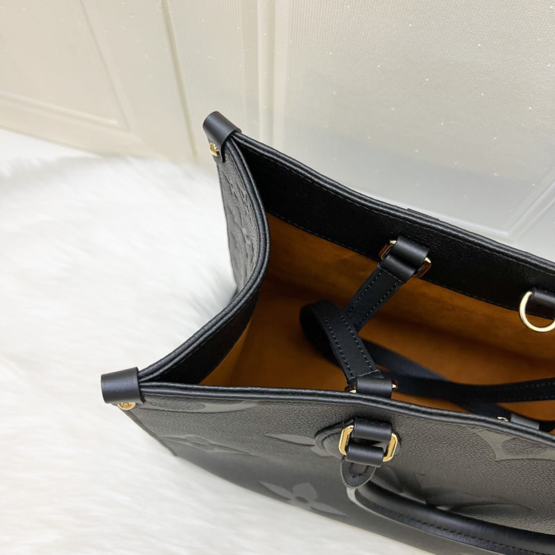 LV Onthego MM in Black Giant Monogram Empreinte Leather and GHW (Model: M45595)