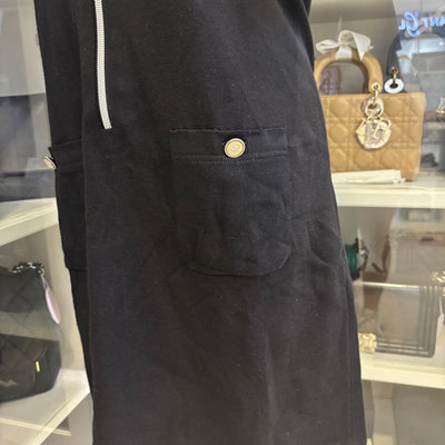 Chanel 25C Zipped Hoodie Dress in Black Cotton and Cashmere Sz 40