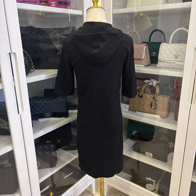 Chanel 25C Zipped Hoodie Dress in Black Cotton and Cashmere Sz 40