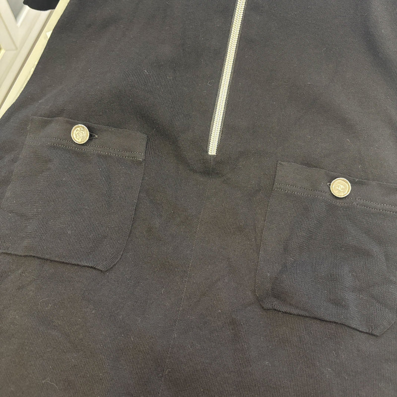 Chanel 25C Zipped Hoodie Dress in Black Cotton and Cashmere Sz 40