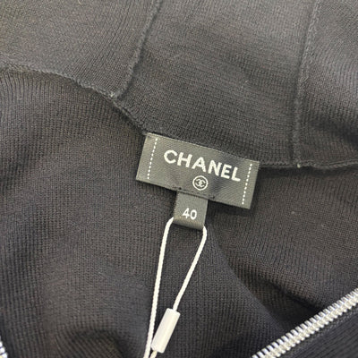 Chanel 25C Zipped Hoodie Dress in Black Cotton and Cashmere Sz 40