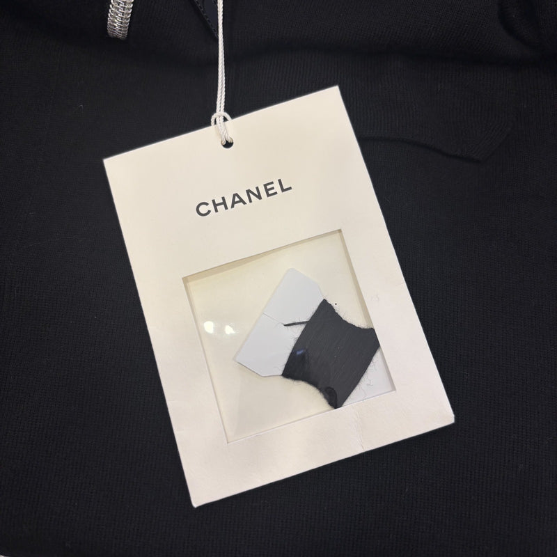 Chanel 25C Zipped Hoodie Dress in Black Cotton and Cashmere Sz 40
