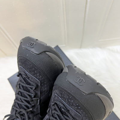 Chanel 23S CC Logo Sneakers in Black Fabric, Suede Calfskin and Mesh Size 37.5