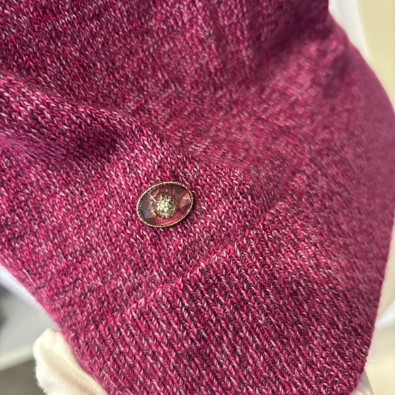 Chanel 24A Seasonal Vest with Embroidered CC Logo Crest in Dark Mauve Cashmere Sz 36
