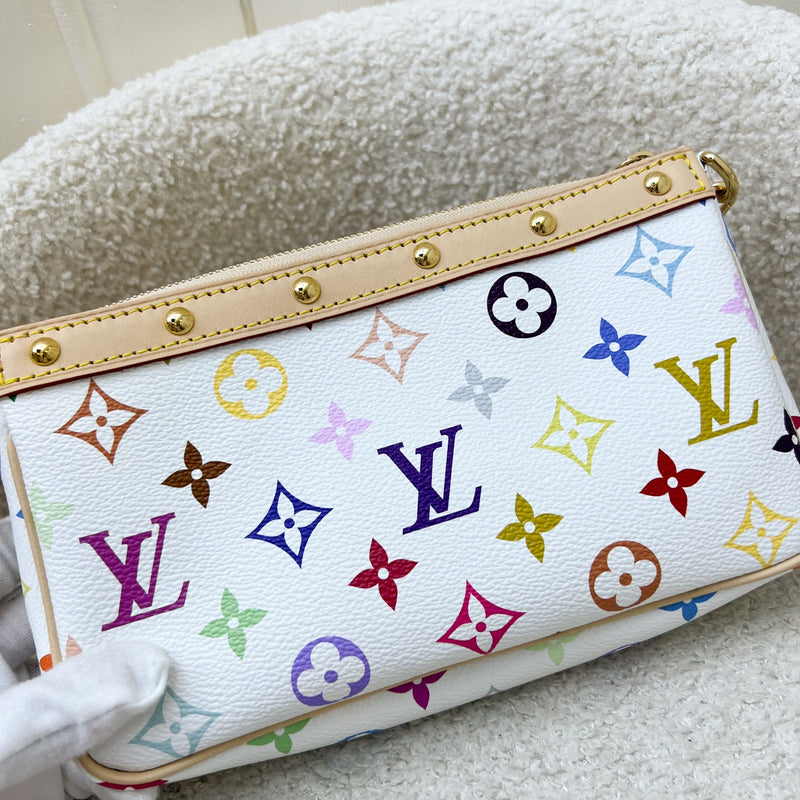 LV Louis Vuitton x Takashi Murakami Pochette Accessoires in Multicolore Blanc Monogram Canvas and GHW (Model: M13404)