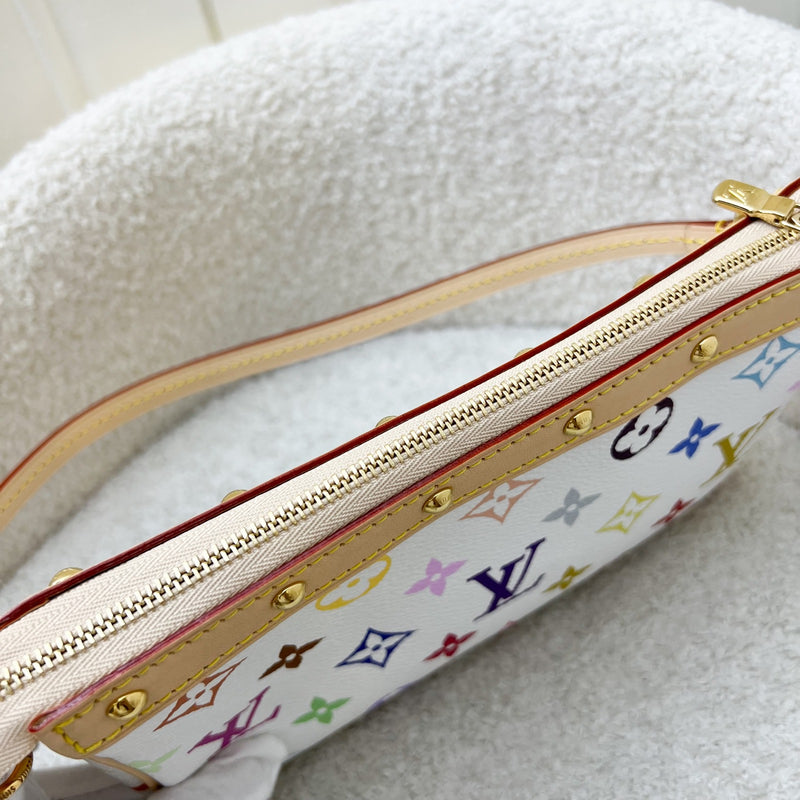 LV Louis Vuitton x Takashi Murakami Pochette Accessoires in Multicolore Blanc Monogram Canvas and GHW (Model: M13404)