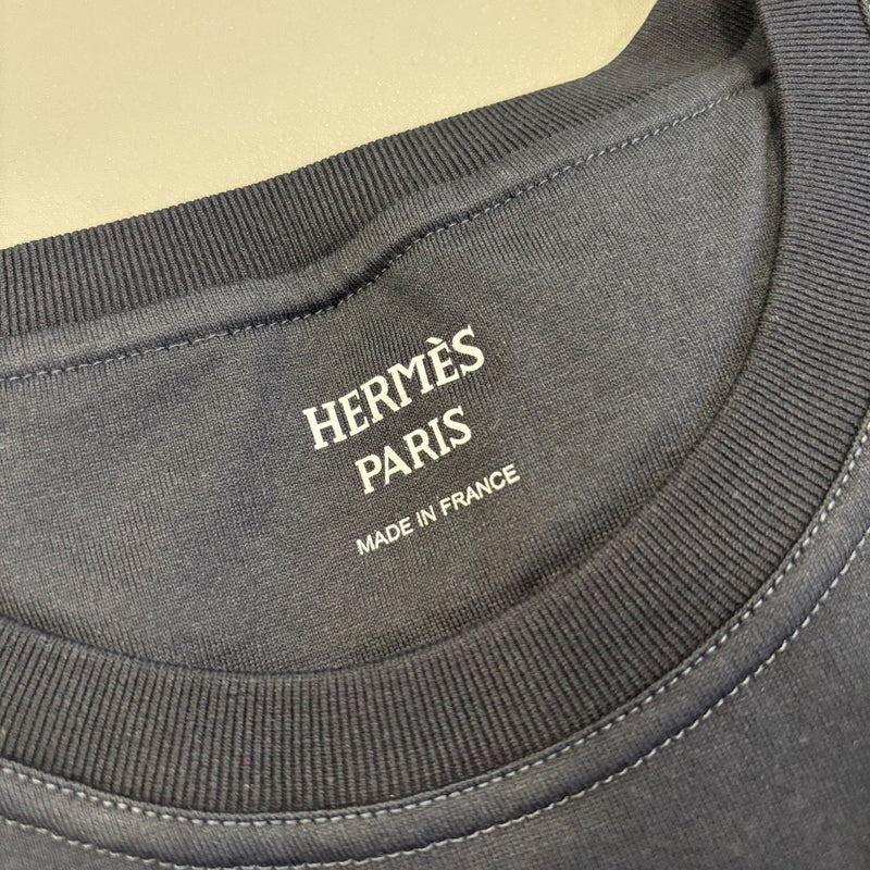 Hermes Droit Cartouche T-shirt in Bleu Noir Cotton